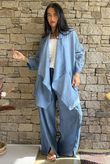 Rustic Nature Bubble Cotton Split Kick Pant Washed Denim